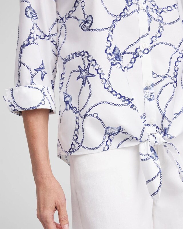 No Iron Seashell Tie-Front Top - image 4